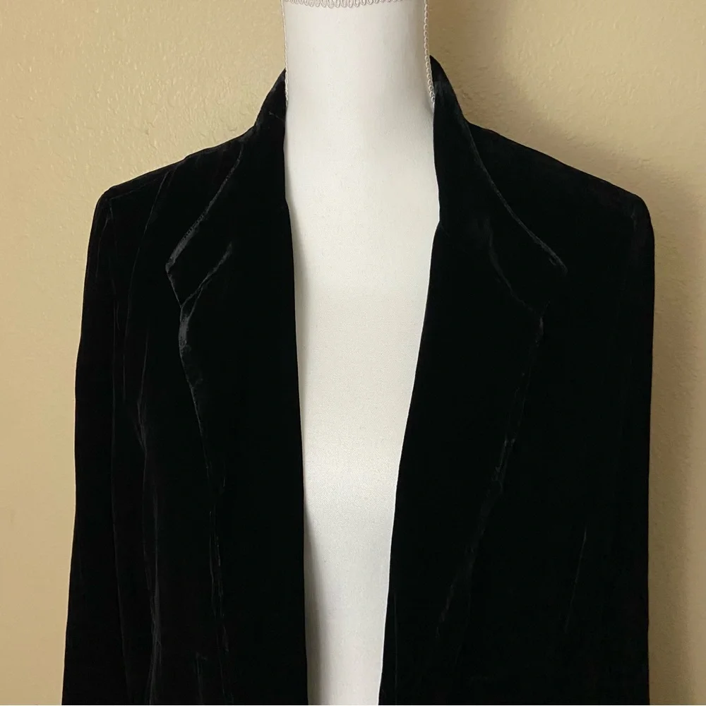 Eileen Fisher Velvet Open Front Cardigan- Silk Blend outer/ 100% silk lining- M - Picture 3 of 9